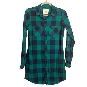 SO Plaid  Button up Shirt Dress Lightweight Flannel Pockets Casual Juniors sz S